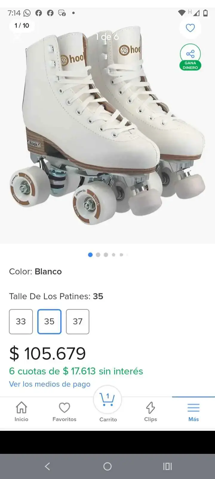 Patines semiprofesionales cuatro ruedas talla 35 - 1