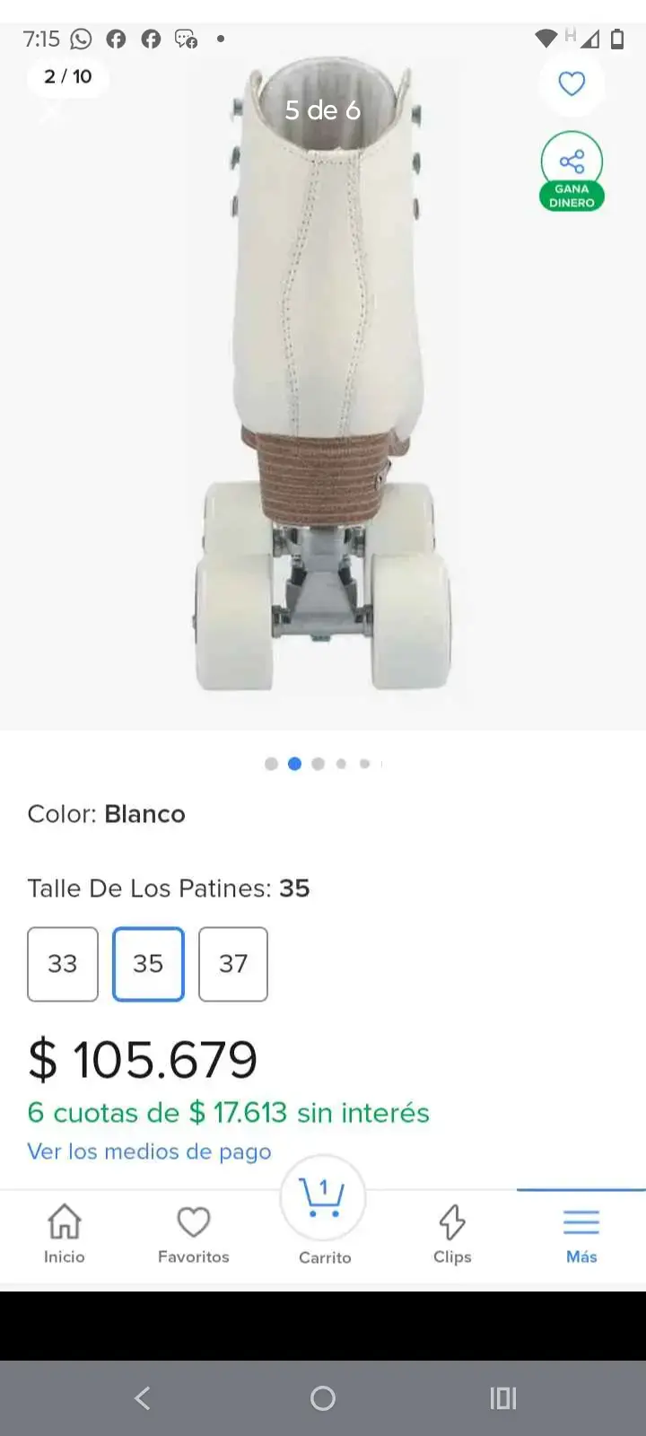 Patines semiprofesionales cuatro ruedas talla 35 - 2