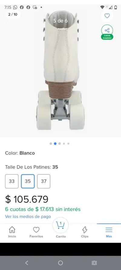 Patines semiprofesionales cuatro ruedas talla 35 - miniatura 2