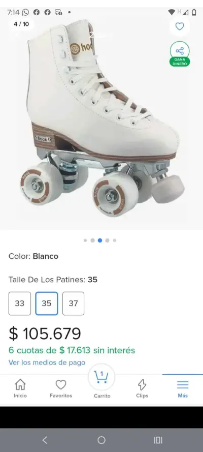 Patines semiprofesionales cuatro ruedas talla 35 - miniatura 3