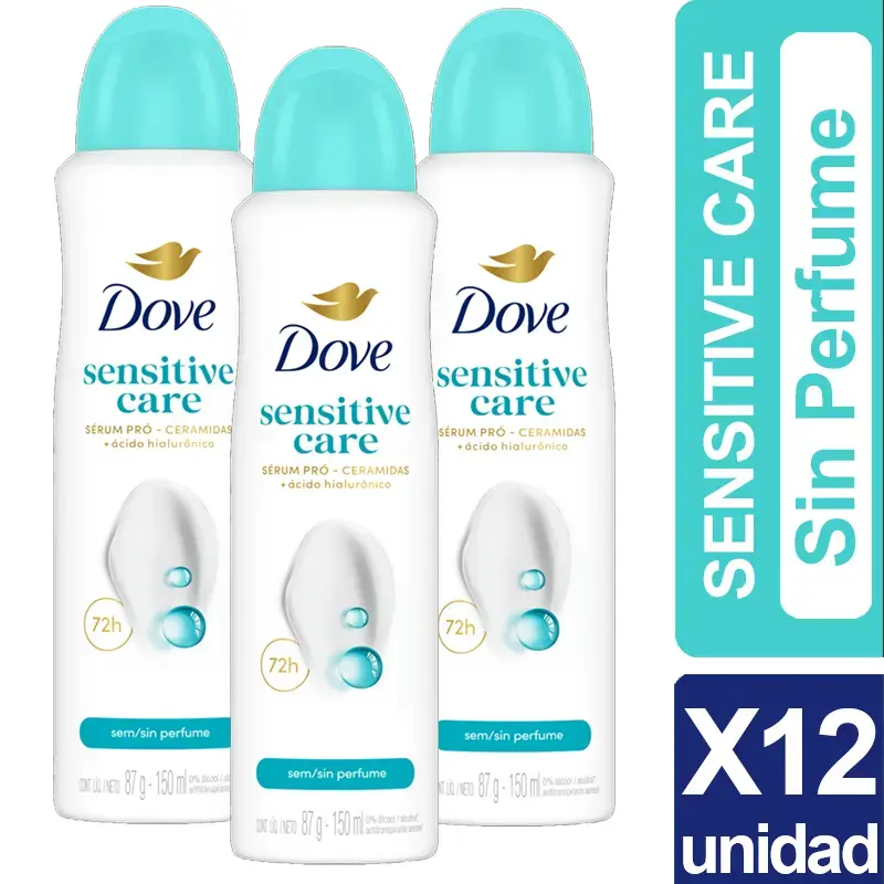 Desodorante Dove Sensitive Sin Perfume X12 unid - 1