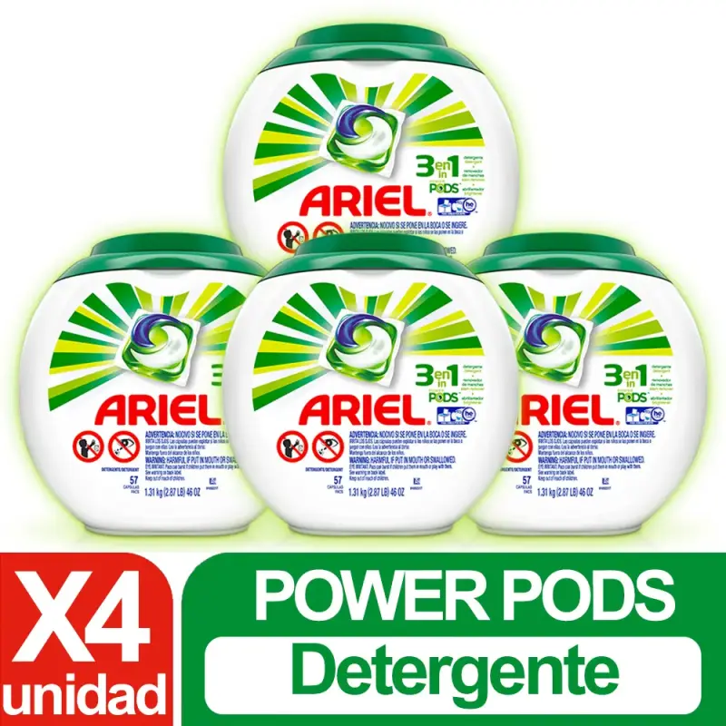 Detergente en cápsulas Ariel 3 en 1 Power Pods x4