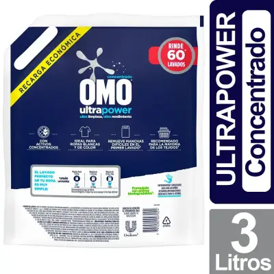 Detergente líquido OMO Ultra Power 3L X4 unid - miniatura 3