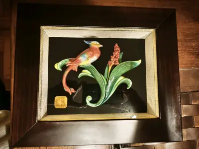 Cuadro Oriental Altorrelieve Fénix Caja De Sombra - miniatura 1