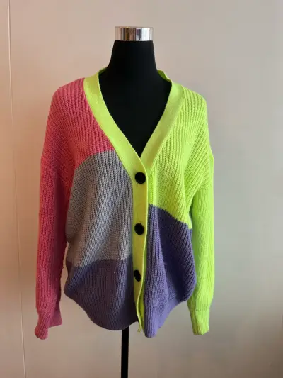 Cárdigan de punto colorido para mujer - miniatura 1