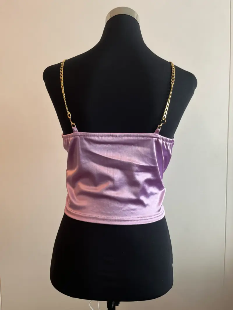 Top corset lila con tirantes de cadena - 2