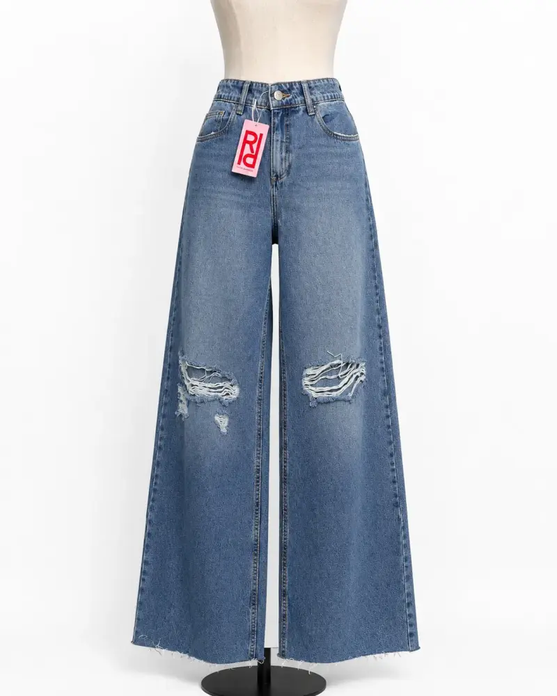 Jeans anchos de mezclilla para mujer, ropero Paula
