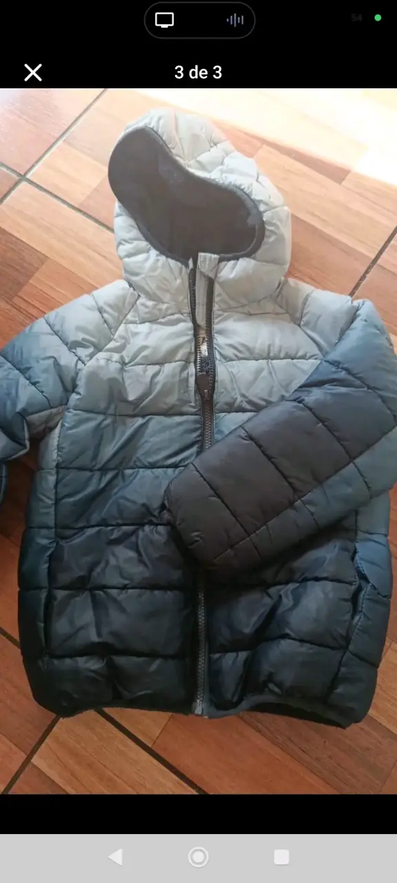 Chaqueta acolchada para niño azul con capucha - 1