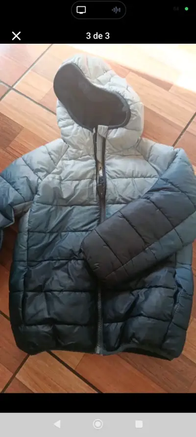Chaqueta acolchada para niño azul con capucha - miniatura 1