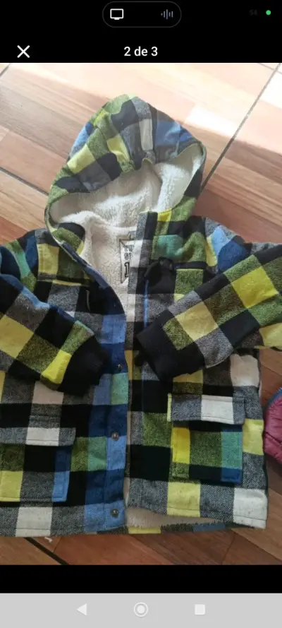 Chaqueta acolchada para niño azul con capucha - miniatura 2