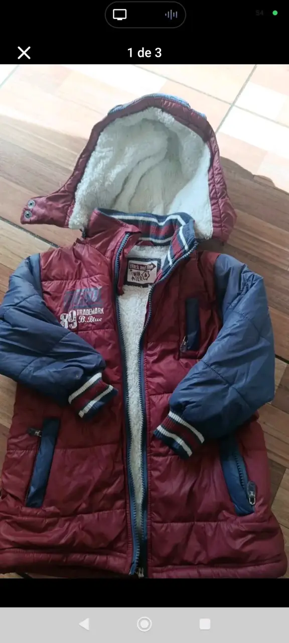 Chaqueta acolchada para niño azul con capucha - 3