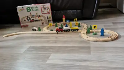 Set de tren de madera Mubei 48 piezas - miniatura 2