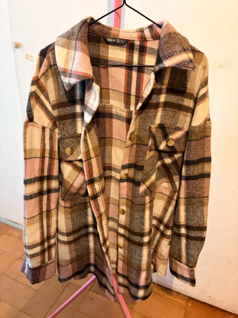 Chaqueta de franela a cuadros Shein para mujer - 2