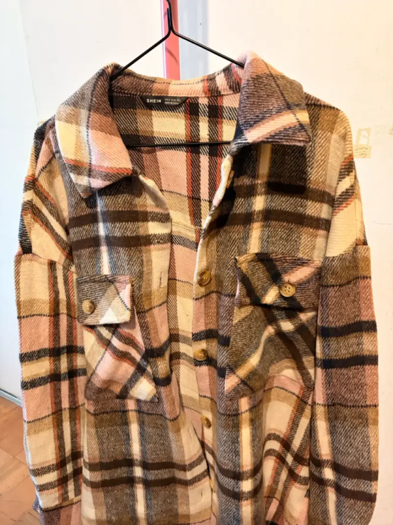 Chaqueta de franela a cuadros Shein para mujer - 3