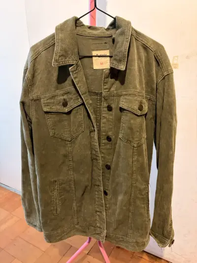 Chaqueta de pana verde militar oversize para mujer - miniatura 1