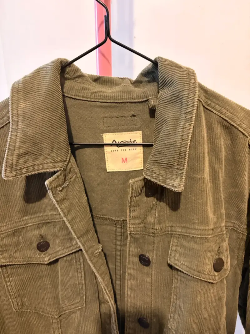 Chaqueta de pana verde militar oversize para mujer - 2