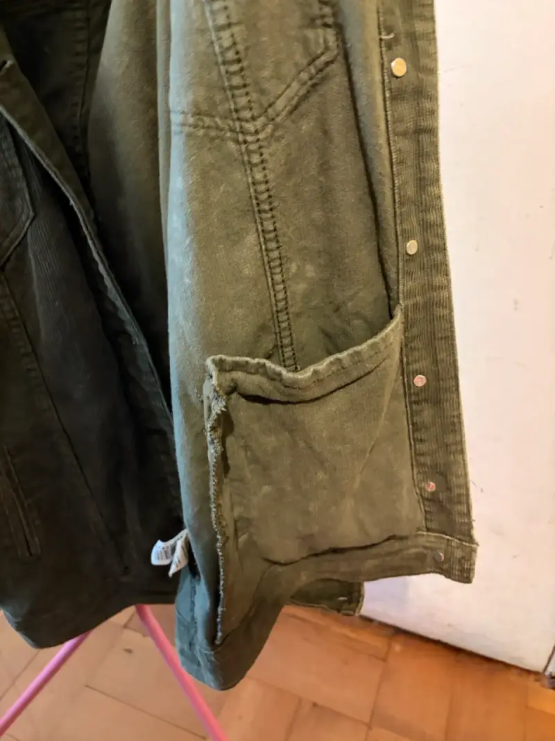 Chaqueta de pana verde militar oversize para mujer - 4