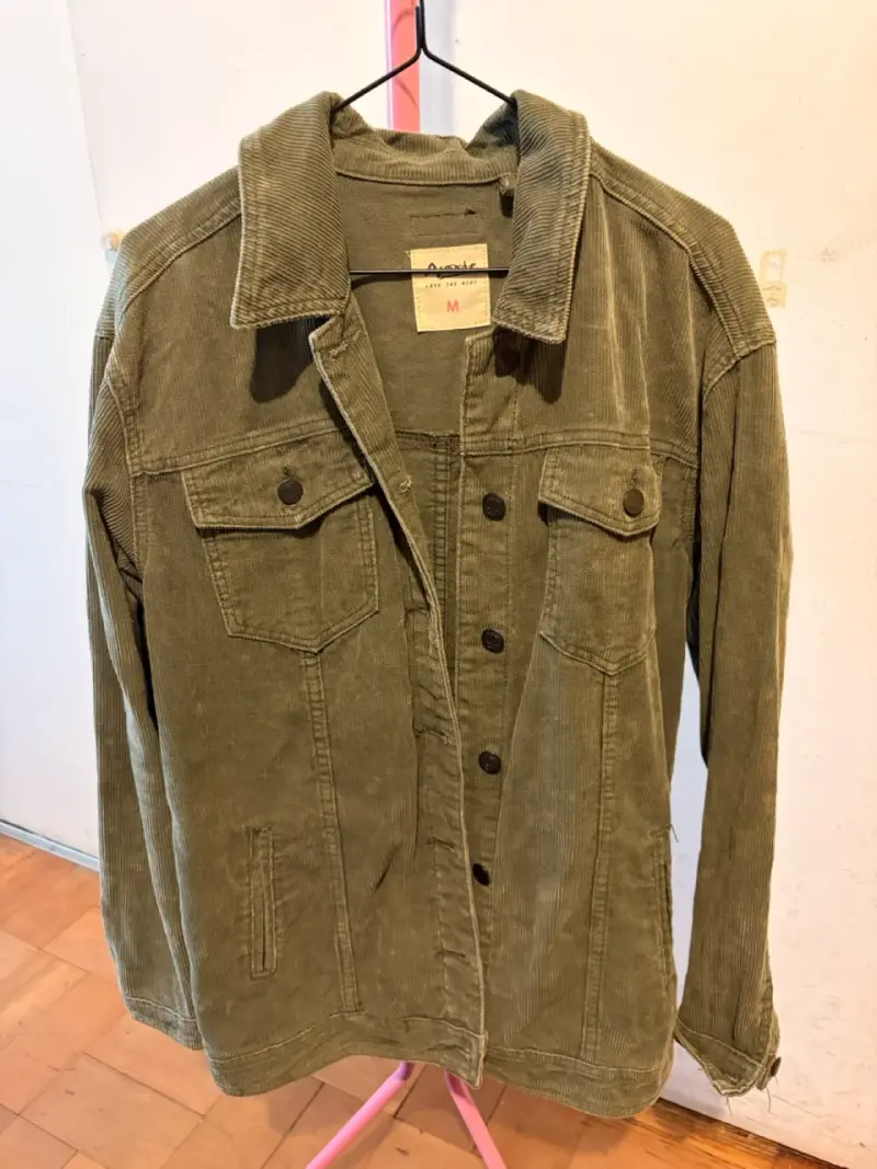 Chaqueta de pana verde militar oversize para mujer - 6