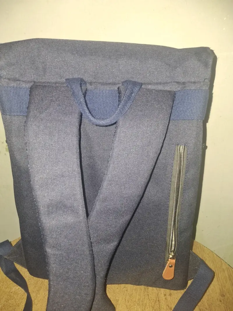 Mochila maternal Opaline azul con correas de cuero - 3