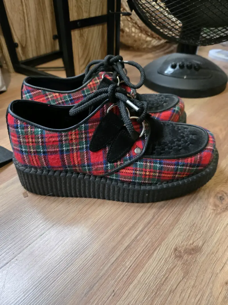 Zapatos Creepers Escoceses Rojos Unisex - 1