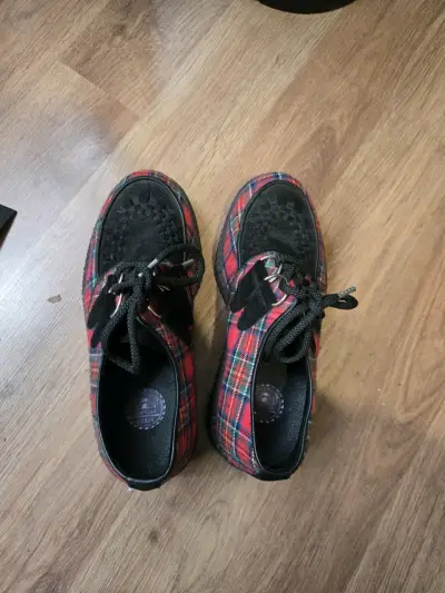 Zapatos Creepers Escoceses Rojos Unisex - miniatura 2
