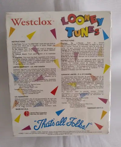 Reloj  a Cuerda Looney Tunes Taz Westclox Años 90 - miniatura 4