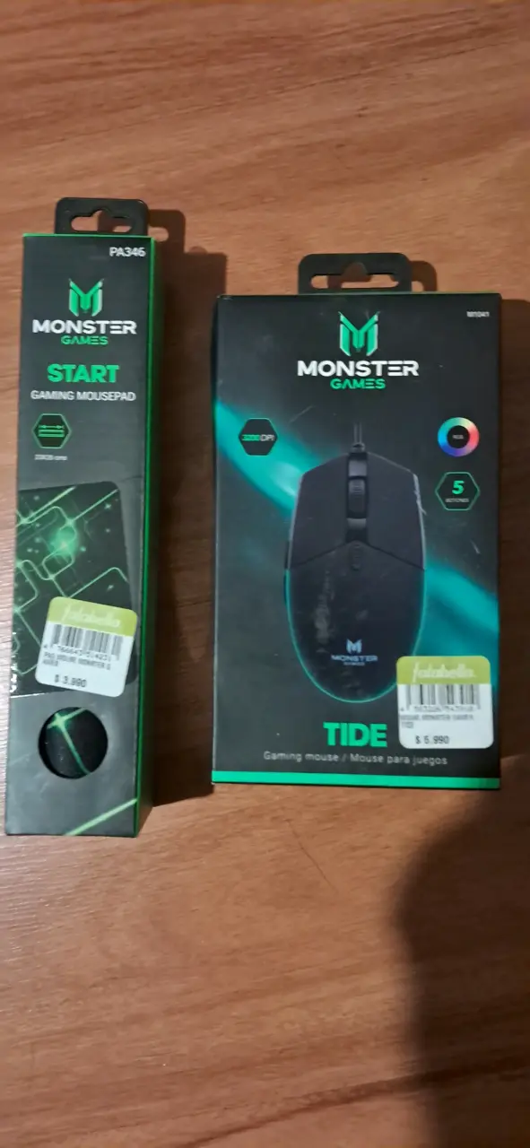 Mouse y Mousepad Gamer Monster Games