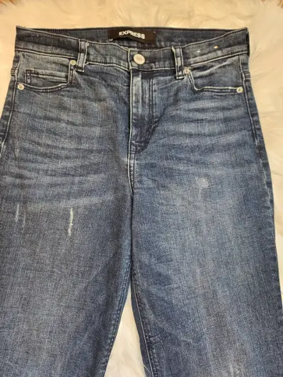 Jeans de mezclilla azul Express para mujer - miniatura 2