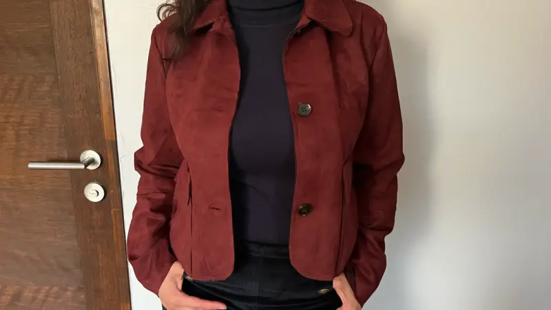 Chaqueta de gamuza burdeos para mujer - 1