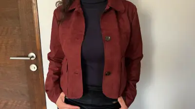 Chaqueta de gamuza burdeos para mujer - miniatura 1