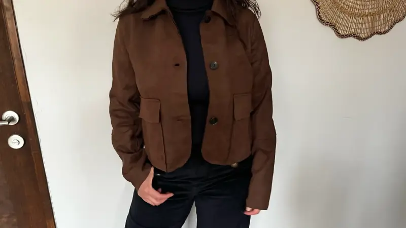 Chaqueta de gamuza burdeos para mujer - 2
