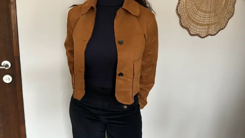 Chaqueta de gamuza burdeos para mujer - 4