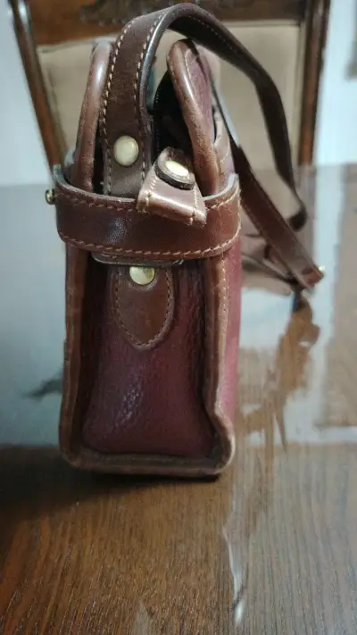 Bolso de cuero vintage marrón - miniatura 3