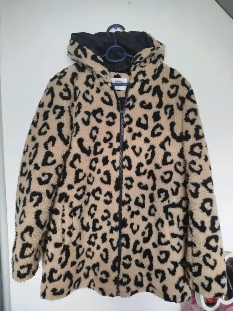 Abrigo de felpa con estampado animal print Sybilla - 1