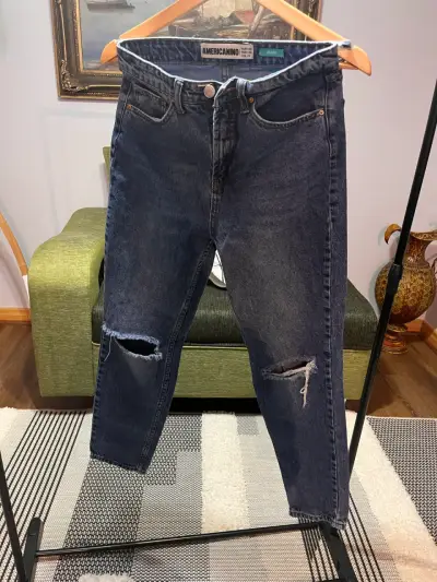 Jeans rasgados azul oscuro Americano - miniatura 1