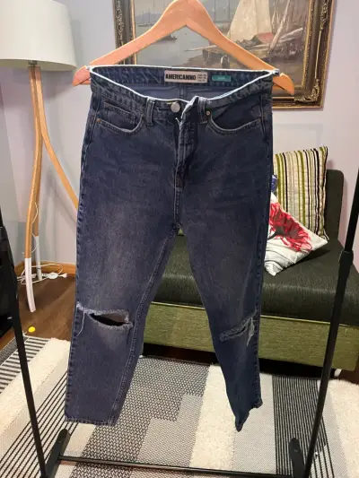 Jeans rasgados azul oscuro Americano - miniatura 2