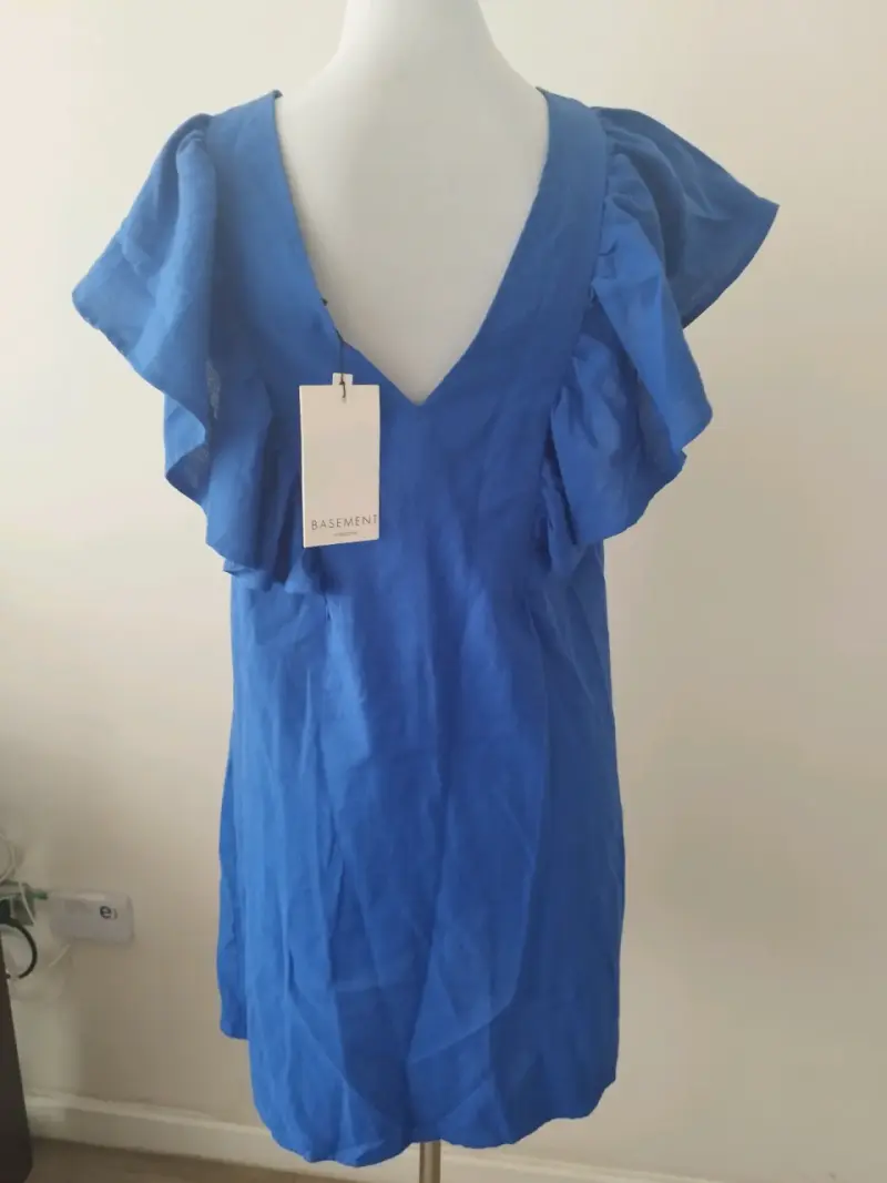 Vestido azul con volantes para mujer - 2