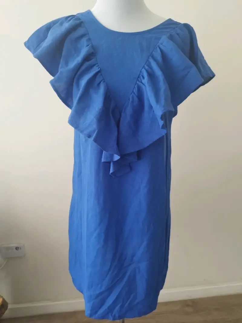 Vestido azul con volantes para mujer - 3