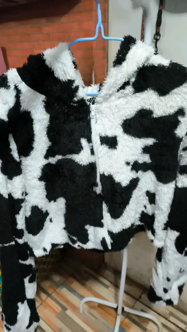 Chaqueta de felpa con estampado de vaca - 1