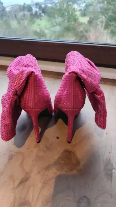 Botas media pierna, rosados con brillo para mujer - miniatura 2