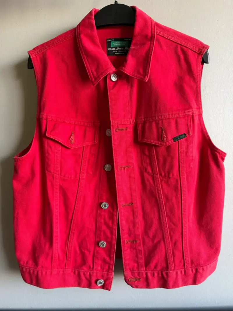 Chaleco de mezclilla rojo sin mangas unisex - 1