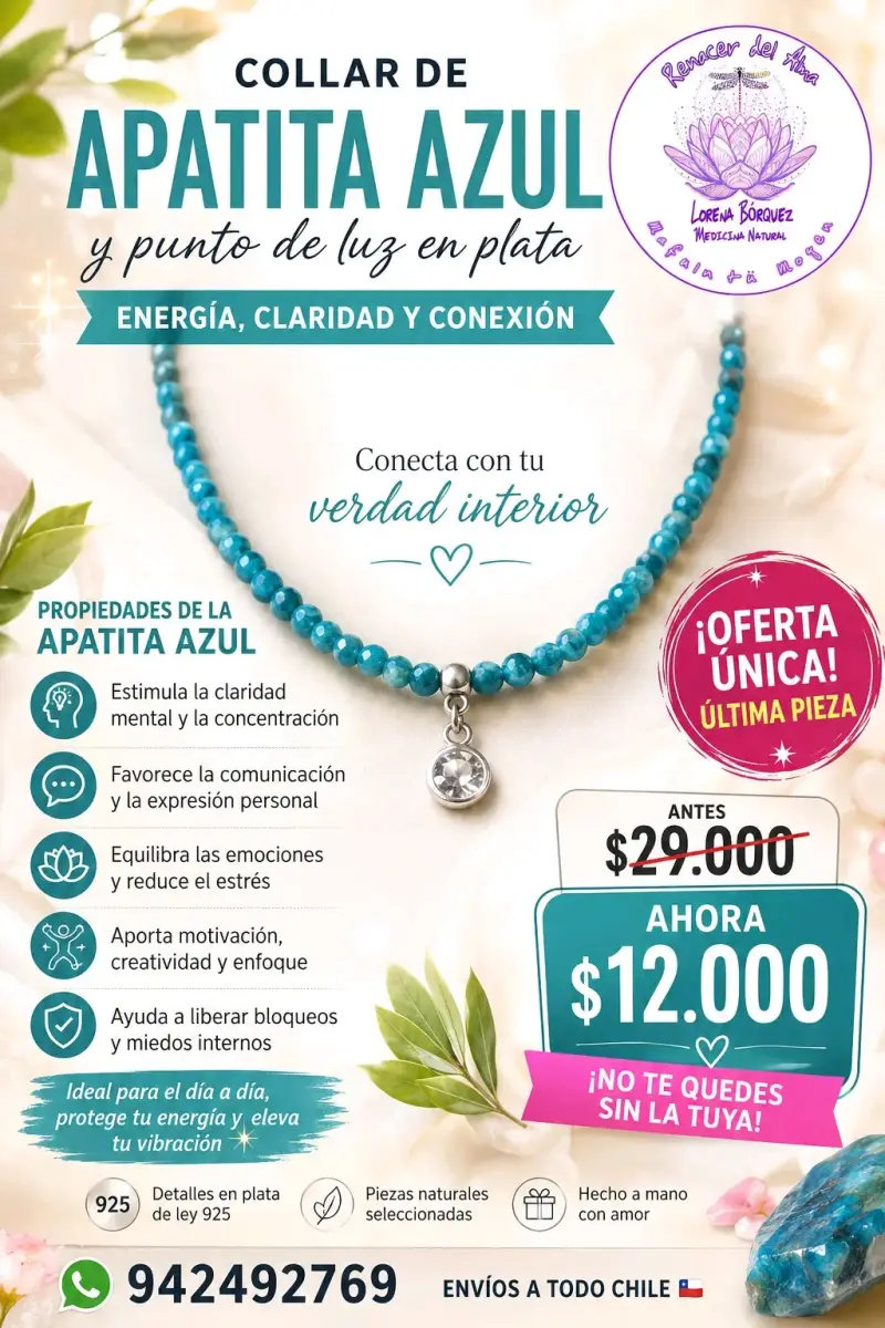 Collar de Apatita Azul con Detalles en Plata