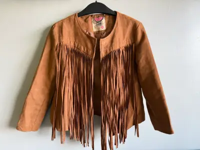 Chaqueta de flecos marrón estilo western - miniatura 1