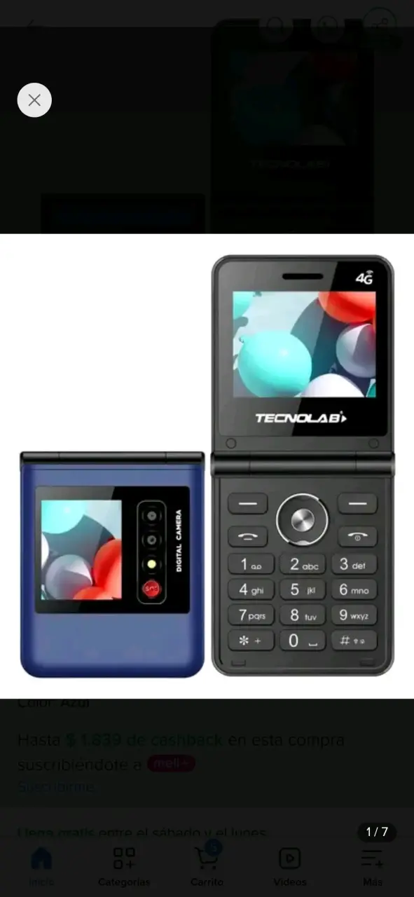 Celular plegable 4G azul Tecnolab - 2