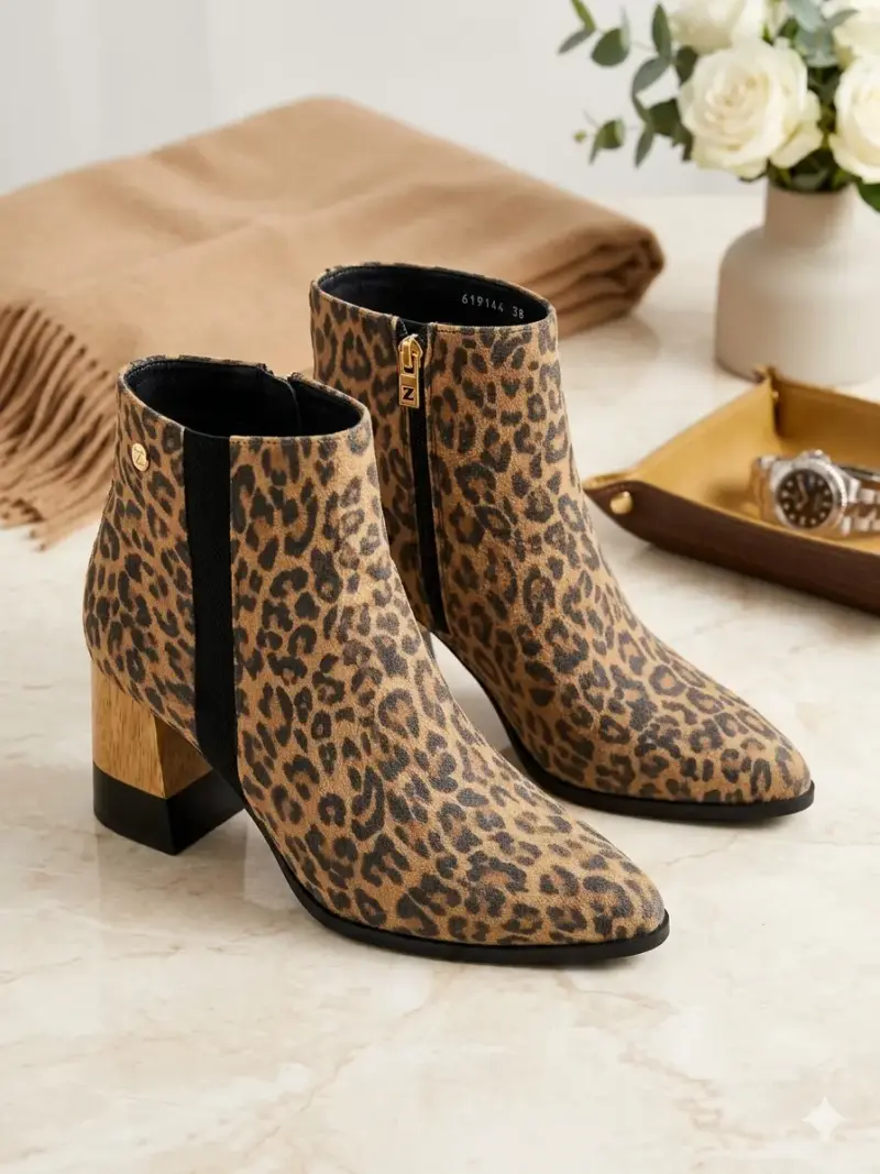 Botines de tacón animal print leopardo - 1