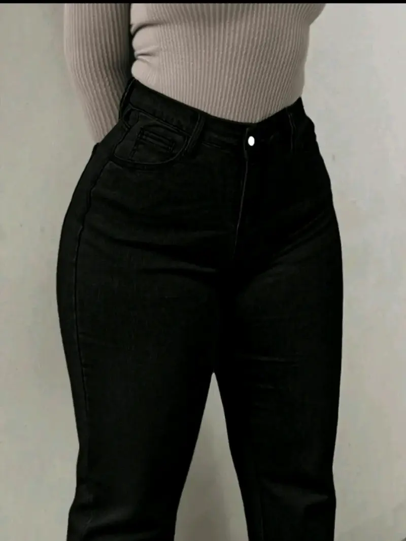 Pantalones negros de tiro alto para mujer - 1