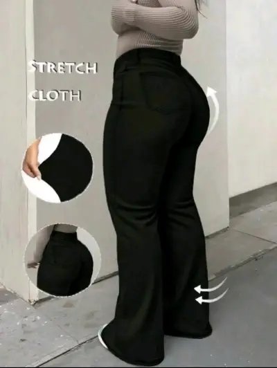 Pantalones negros de tiro alto para mujer - miniatura 2