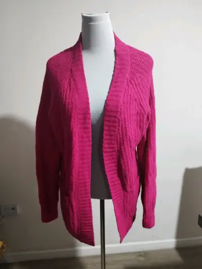 Cárdigan abierto rosado para mujer - miniatura 1