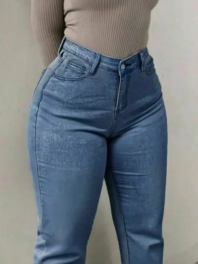 Jeans de mujer azul de tiro alto - miniatura 1