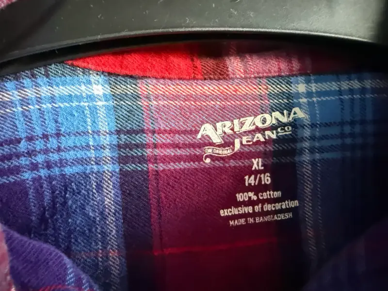 Camisa de franela a cuadros roja y azul para hombre - 3
